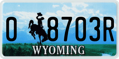 WY license plate 08703R