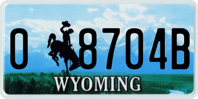 WY license plate 08704B