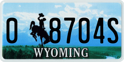 WY license plate 08704S