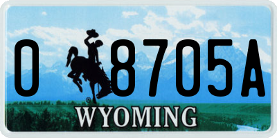 WY license plate 08705A