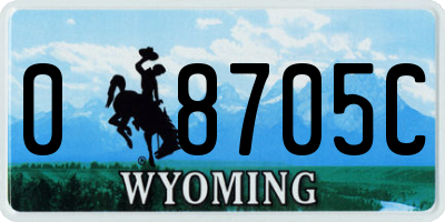 WY license plate 08705C