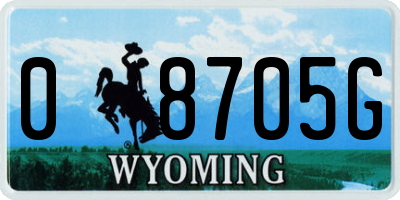 WY license plate 08705G