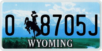 WY license plate 08705J