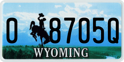 WY license plate 08705Q