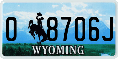 WY license plate 08706J