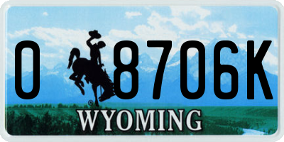 WY license plate 08706K