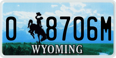 WY license plate 08706M