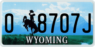 WY license plate 08707J