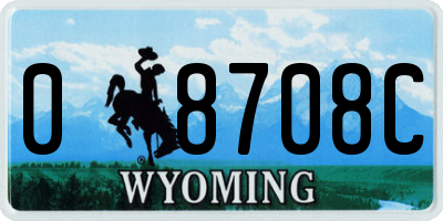 WY license plate 08708C