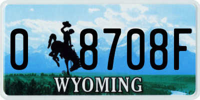 WY license plate 08708F