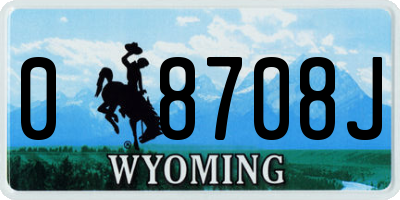 WY license plate 08708J