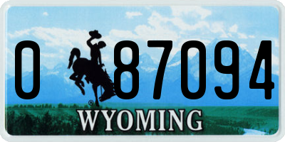 WY license plate 087094