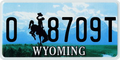 WY license plate 08709T
