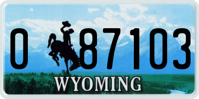 WY license plate 087103