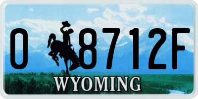 WY license plate 08712F
