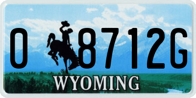 WY license plate 08712G