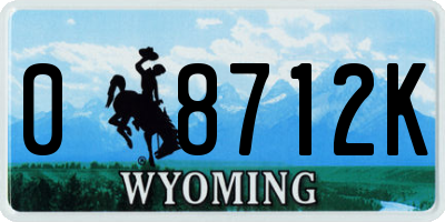 WY license plate 08712K