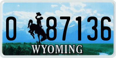 WY license plate 087136