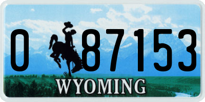 WY license plate 087153