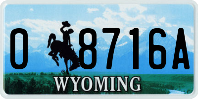 WY license plate 08716A