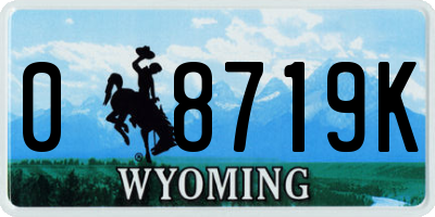 WY license plate 08719K