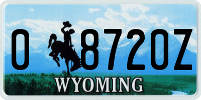 WY license plate 08720Z
