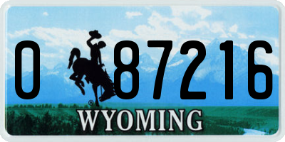 WY license plate 087216