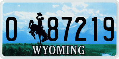 WY license plate 087219