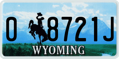WY license plate 08721J