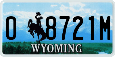 WY license plate 08721M