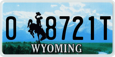WY license plate 08721T