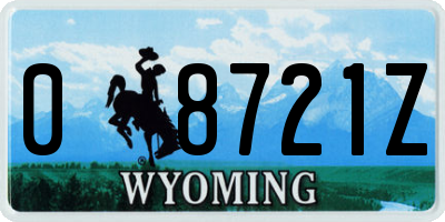WY license plate 08721Z
