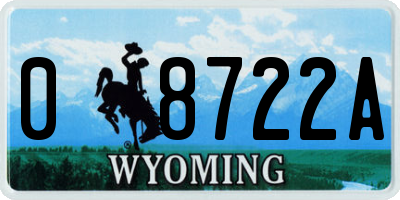 WY license plate 08722A