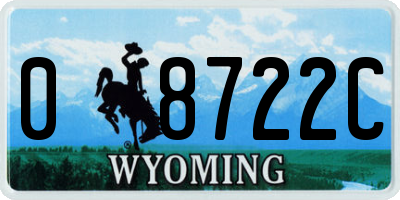 WY license plate 08722C