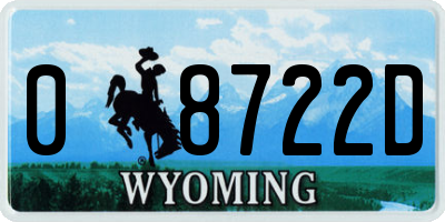 WY license plate 08722D