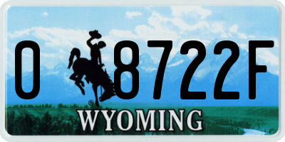WY license plate 08722F