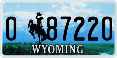 WY license plate 08722O