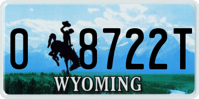 WY license plate 08722T