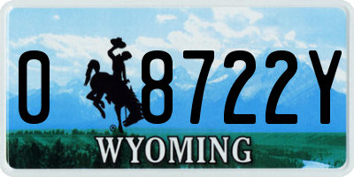WY license plate 08722Y