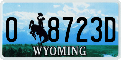 WY license plate 08723D
