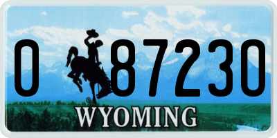 WY license plate 08723O