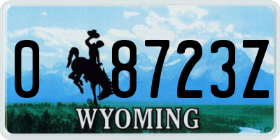 WY license plate 08723Z