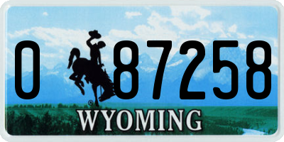 WY license plate 087258