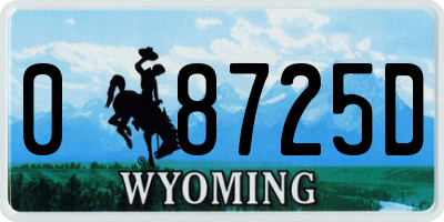 WY license plate 08725D