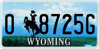 WY license plate 08725G