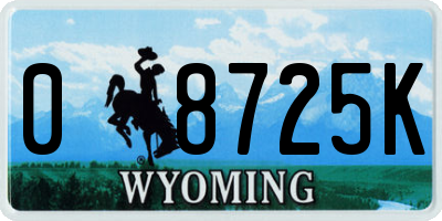WY license plate 08725K
