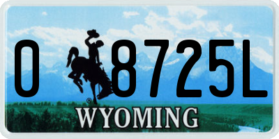 WY license plate 08725L