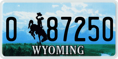 WY license plate 08725O