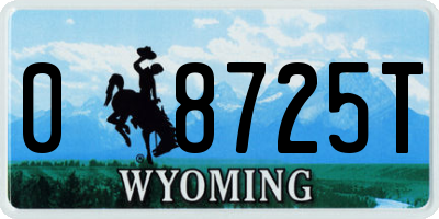 WY license plate 08725T