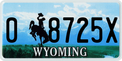 WY license plate 08725X